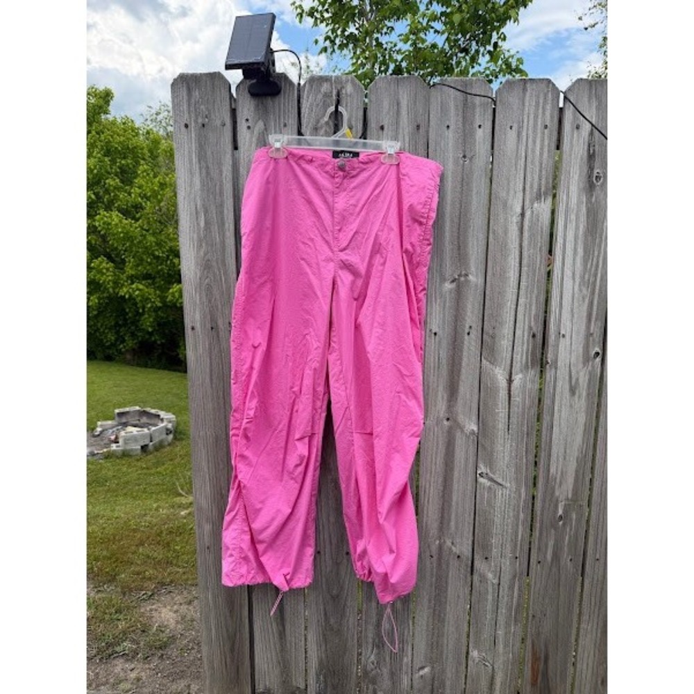 Akira Pink Parachute Pants Wide Leg Bungee Hem Streetwear Trousers Womens Small